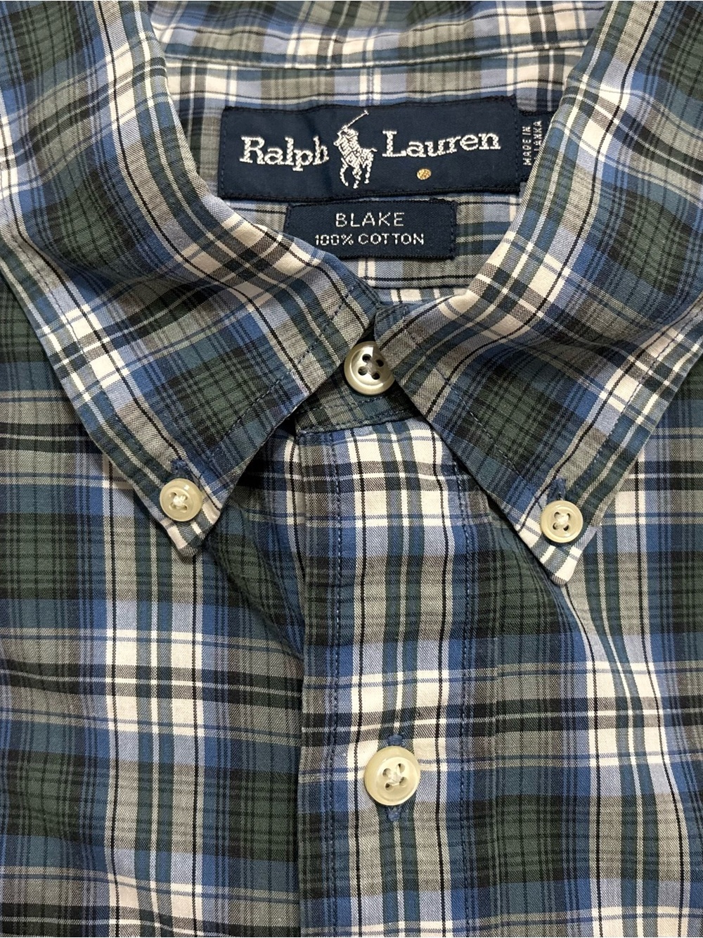 Ralph Lauren Blake Men's Plaid Cotton Shirt XL  Short Sleeve.